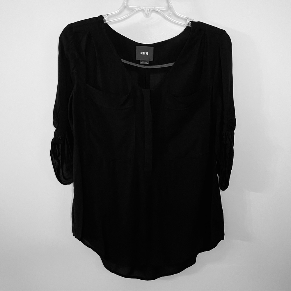 Maeve Black 3/4 sleeve Blouse‎ Size XS